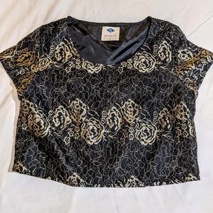 Black & Gold Lace Crop Top
